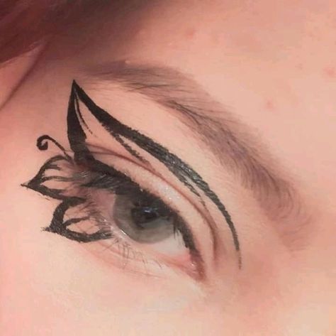 Butterfly Eyeliner, Simple Butterfly, Catfish, Ear Tattoo, Behind Ear Tattoo, Watercolor Tattoo, Eyeliner, Tattoos, Makeup