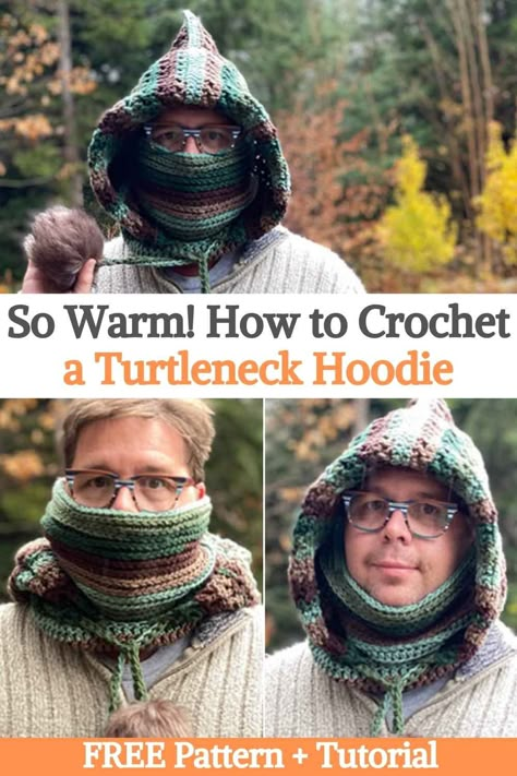 Hooded Cowl Crochet Pattern, Crochet Turtleneck, Crochet Hooded Cowl, Turtleneck Hoodie, Crochet Cowl Free Pattern, Crochet Hood, Crochet Hoodie, Knitting Patterns Free Scarf, Crochet Needlework