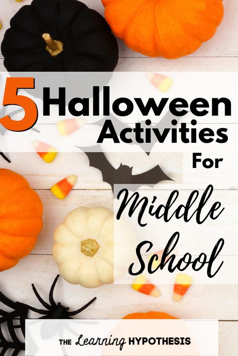 It can be a challenge to find age and educational appropriate Halloween activities for middle school. This is a list of 5 ways that you can keep learning and have fun for Halloween (even in Middle School) Food Activities For Middle Schoolers, Halloween Lessons Middle School, Fun Homeschool Activities For Middle School, October Crafts Middle School, Middle School Activities Social, Pumpkin Science Middle School, Halloween Class Party 4th Grade, Middle School Halloween Dance Ideas, October Stem Activities Middle School