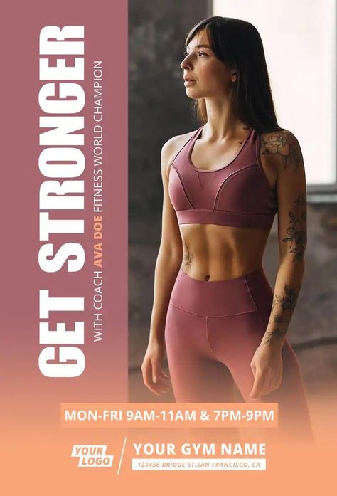 #Fitness #Workout #Flyer Personal Trainer Flyer Templates, Fitness Flyer Design Personal Trainer, Workout Poster Design, Schedule Graphic Design, Fitness Modeling Photography, Fitness Instagram Highlight Cover, Gym Graphic Design, Personal Trainer Flyer, Fitness Graphic Design