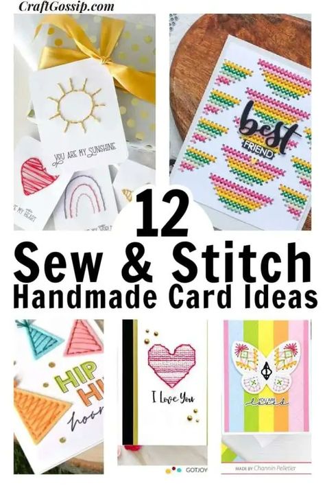 11+ Handmade Card Ideas with Sewing and Stitching plus Freebies – Stamping Stitching Cards Patterns Free, Cards Embroidery, Handmade Card Ideas, Cross Stitch Projects Ideas, Sewing Cards, Free Printable Cards, Stitching Cards, Stitch Gift, Card Pattern