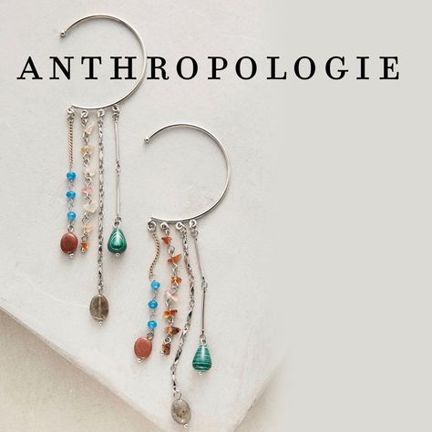 Online Exclusive From Anthropologie. Materials Metal And Cubic Zirconium. Size 2.5”L X 0.5”W. Ear Cuffs Have All But Replaced Traditional Earrings These Days-And For Good Reason, Ear Cuffs Are Cool. This Version Loops Around The Back Of Your Ear With A Cascade Of Beaded Fringe! Diy Anthropologie Jewelry, Wire Ear Cuffs, Work Earrings, Plate Jewelry, Clear Crystal Earrings, Anthropologie Earrings, Gel Plate, Wire Hoop Earrings, Ear Art