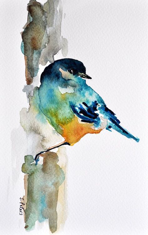 Watercolor Birds Tutorial, Bird Watercolor Paintings, Watercolor Birds, Watercolor Paintings For Beginners, Watercolor Pictures, Diy Watercolor Painting, Watercolor Painting Techniques, Watercolor Flower Art, Watercolor Images