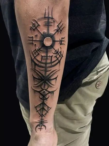 Nordic Compass Tattoo Nordic Compass Tattoo Design, Norwegian Compass Tattoo, Nordic Shoulder Tattoo, Viking Compass Tattoo Men, Celtic Compass Tattoo, Viking Compass Tattoo Design, Norse Compass Tattoo, Nordic Compass Tattoo, Julian Tattoo