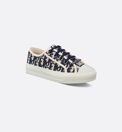 Walk'n'Dior Sneaker Deep Blue Dior Oblique Embroidered Cotton | DIOR Dior Trainers, Dior Id Sneakers, Christian Dior Blue Shoes, Dior Oblique Sneakers, Dior Oblique Wallet, Dior Sneakers, Lucky Symbols, Christian Dior Couture, Dior Couture