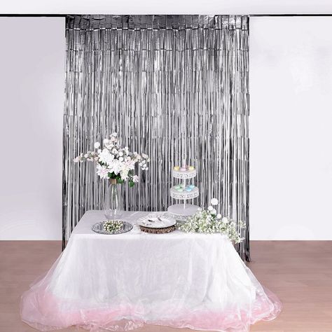 Booth Decoration, Foil Fringe Curtain, Party Photo Booth Backdrop, Sequin Curtains, Photo Booth Backdrop Wedding, Metal Wedding Arch, Foil Curtain, Curtain Backdrops, Doorway Curtain