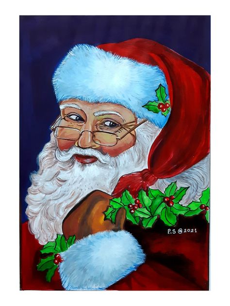 Santa Claus Acrylic Art, Santa Claus, Acrylic Painting, Quick Saves, Art