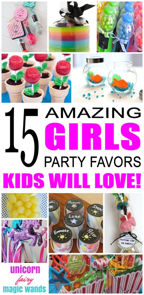 Fun girls party favor ideas for kids, tweens, and teenagers. Try these diy girls party favors for little and big girls. Here are some cute goody bags and treats to say thank you to the friends of that special birthday girl. Teen Party Favors, Teenager Party, Birthday Party Goodie Bags, Girls Party Games, Easy Party Favor, Birthday Treat Bags, Girl Birthday Party Favors, Party Favor Ideas, Party Favors For Kids