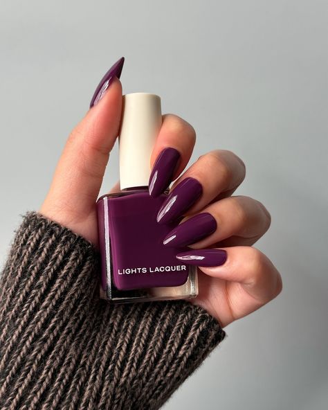 Lights Lacquer, Home for the Harvest 🧺 The purple we’ve been missing 😍💜 Figgy Delight, a plum purple polish with a creme finish • use code COLORNOOK to save on your purchase @lightslacquer • use code THECOLORNOOK to save on your purchase @nominal #lightslacquer #homefortheharvest #fallnails #fallnailcollection #nailpolishswatch #nailswatch #nailinspo #purplenails #fignails #auberginenails #figgydelight purple crème nail polish autumn fall Fall Nails 2024 Purple, Autumn Nails Purple, Grape Purple Nails, Fall Nails Plum, Plum Color Nails, Plum Nails Acrylic, Plum Colored Nails, Plum Fall Nails, Dark Purple Fall Nails