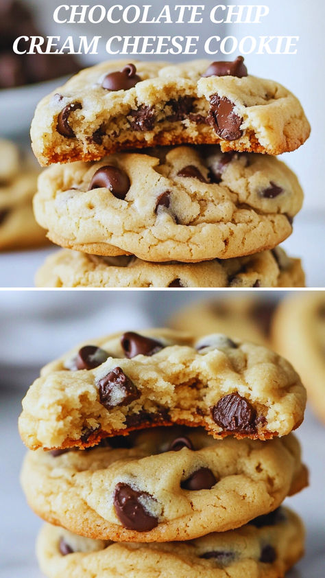 Craving a soft, melt-in-your-mouth cookie? Try these Chocolate Chip Cream Cheese Cookies! They’re incredibly fluffy, with the perfect blend of cream cheese richness and bursts of chocolate chips in every bite. Easy to make and perfect for any occasion, these cookies stay tender and delicious for days. Add this recipe to your baking list for a comforting and indulgent treat. Save this pin for when you need a go-to cookie recipe everyone will love! 🍪 Chocolate Cookies With Cream Cheese, Chocolate Chip Cream Cheese Cookies, Cream Cheese Cookies Recipes, Keto Cream Cheese Cookies, Chocolate Chip Cream Cheese, Fluffy Chocolate Chip Cookies, Cream Cheese Chocolate Chip, Cream Cheese Chocolate Chip Cookies, Cream Cheese Cookie Recipe