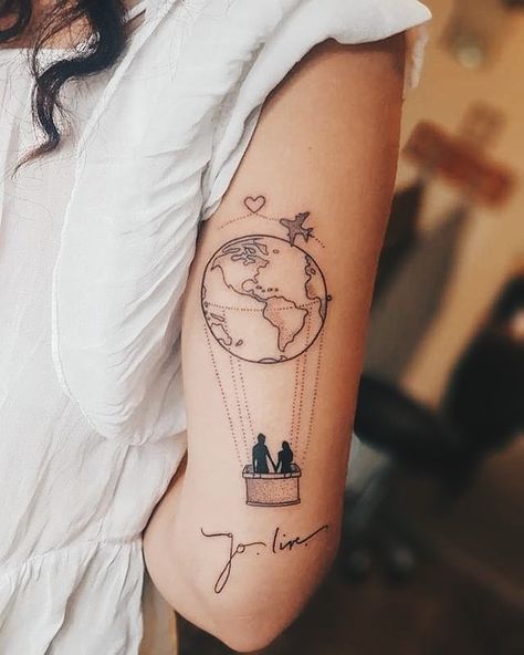 Small Travel Tattoos, Tattoo Ideas Travel, Watercolor Bike, Wanderlust Tattoos, Tattoos For Women Unique, Simbols Tattoo, Swing Tattoo, Travel Tattoo Ideas, World Map Tattoos