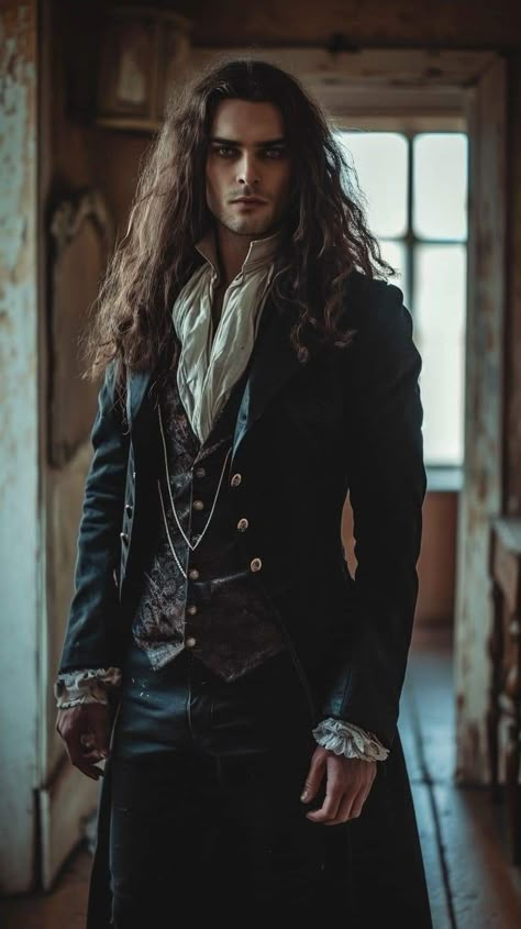 Vampire 1800, Vampire Photoshoot Male, Victorian Outfit Men, Vampire Aesthetic Male, Vampire Art Male, 18th Century Vampire, Dorian Aesthetic, Victorian Vampire Aesthetic, Medieval Vampire