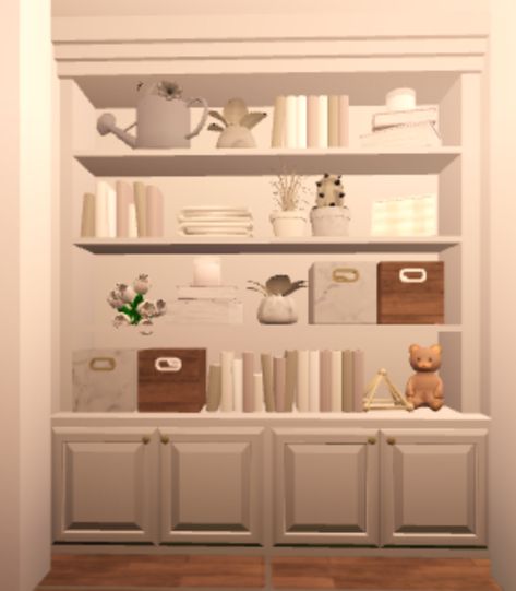 bloxburg bookshelf 🧍🏻‍♀️ Trendy Living Room Ideas, Bloxburg Laundry Room Ideas, Colonial Interior Design, Blocksburg Room Ideas￼, House Decals, Colonial Interior, House Decorating Ideas Apartments, Small House Layout, Simple Bedroom Design