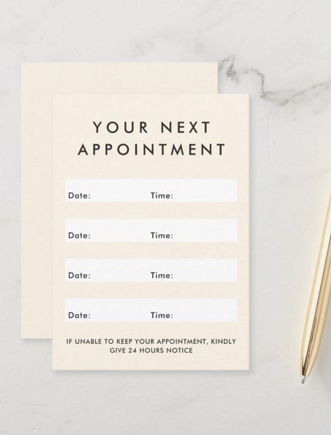 Modern, cream colored appointment cards with template fields for your contact information and logo on the back. Font, font color and background color can be changed with the design tool. Appointment Card, Appointment Cards, Services Business, Professional Services, Modern Logo, Cream Color, Business Cards, Colorful Backgrounds, Free Design