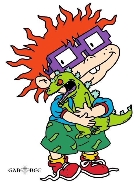 1990s Cartoon Characters, Rugrats Characters Drawings, 80s Cartoon Characters Drawings, 90s Cartoon Drawings, Rugrats Tattoo Ideas, Rugrats Tattoo, Chuckie Rugrats, Reptar Rugrats, Rugrats Chuckie