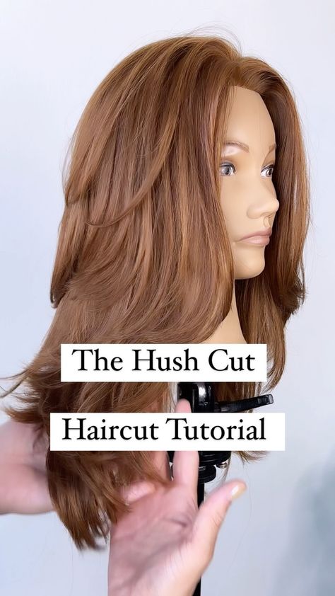 Deep U Haircut For Medium Hair, Diy Round Layers Haircut, The Hush Cut, Step Haircut For Medium Hair, Deep U Cut Haircut, Deep U Haircut, Hush Cut Tutorial, Styling Shag Haircut, Cut Layers In Hair Diy