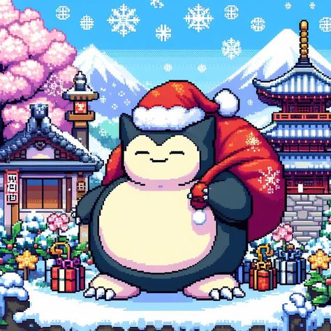 Snorlax Icon, Snorlax Art, Christmas Profile Pictures, Christmas Pokemon, Pokemon Christmas, Pokemon Snorlax, Videogame Art, Pixel Art Pokemon, Christmas Icons