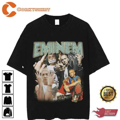 Eminem Shirts, Eminem Clothes, Eminem Shirt, Detroit Rappers, Epic Clothes, Rapper Shirts, Artist Tees, Eminem Slim Shady, Guys Clothing Styles