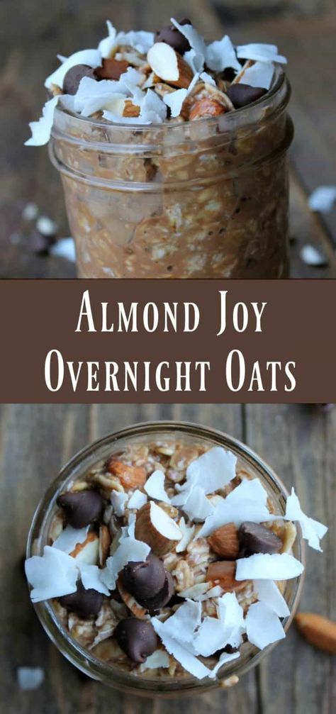 Almond Joy Overnight Oats, Overnight Oats Chocolate, Oats In A Jar, Creamy Oats, Delicious Healthy Breakfast Recipes, Overnight Oats In A Jar, Oats Chocolate, Oat Recipes Healthy, Chocolate Breakfast