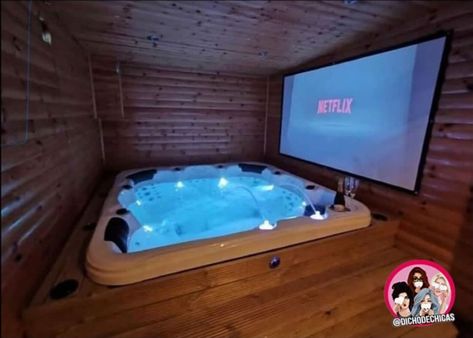 Hot Tub Movie Night, Bathroom Designs 2023, Jacuzzi Room, Indoor Jacuzzi, Home Spa Room, Hot Tub Swim Spa, Indoor Hot Tub, Hot Tub Room, Hot Tub Backyard