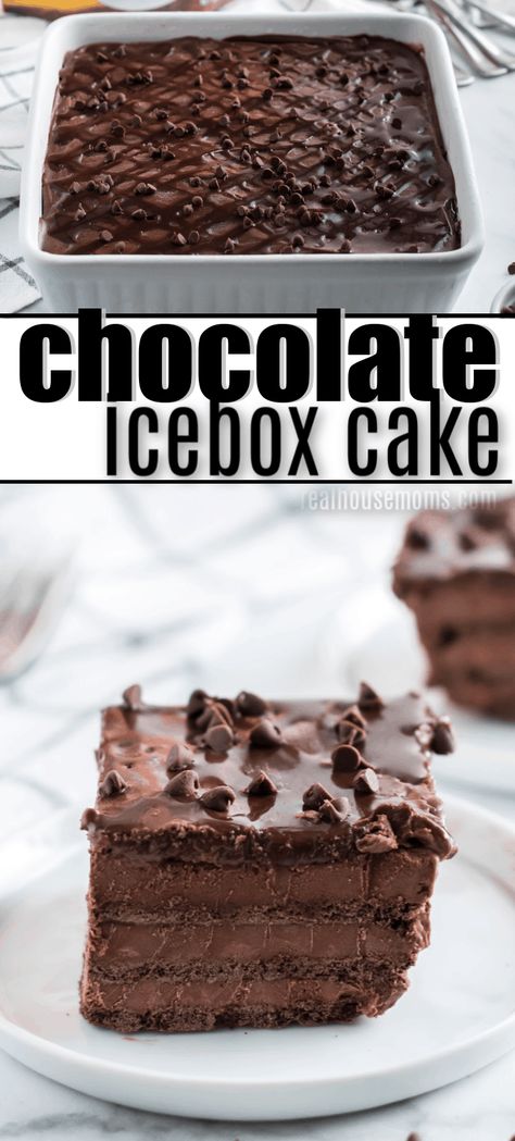 Chocolate Wafer Icebox Cake, Frozen Chocolate Dessert, Chocolate Summer Desserts, Grahman Crackers Dessert Recipe, Chocolate Graham Cracker Recipes, Grahman Crackers Desserts Easy, Cold Chocolate Desserts, Chocolate Icebox Cake, Chocolate Summer Desserts Easy