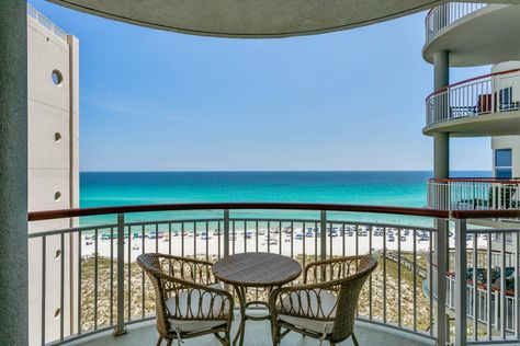 Curved Balcony, Twin Day Bed, Verandah Ideas, Chairs With Ottomans, Shuffle Board, Twin Day, Lcd Television, Twin Trundle Bed, Okaloosa Island