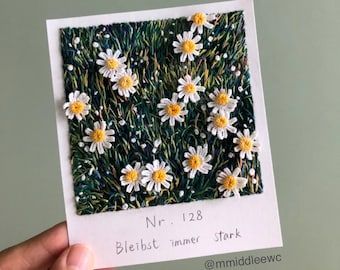 Polaroid Painting, Embroidered Paper, Embroidery On Paper, Contemporary Embroidery, Flower Crochet, Art Embroidery, Yarn Thread, Thread Painting, Hand Embroidery Art