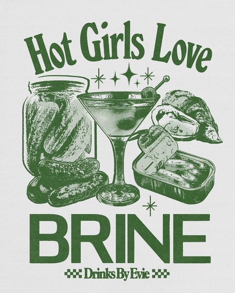 Artwork for @drinksbyevie 🍸🦋 merch coming soon #hotgirlslovebrine Brewery Logo Design, Graphic Design Activities, Vintage Tshirt Design, My Notes App, Shirt Logo Design, Tshirt Printing Design, Graphic Tshirt Design, Shirt Print Design, Graphic Design Fun