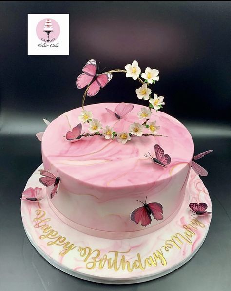 Pink Marble Cake, Hot Pink Cakes, Happy Birthday Mary, Mary Cake, Pink Cakes, Cake International, Flat Cakes, Girly Cakes, Pink Birthday Cakes