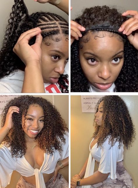 Natural Hair Clip In, Natural Hair Styles Clip Ins, Clip In Braid Pattern, Braid Pattern For Clip In Extensions, Braid Down For Clip Ins, Clip In Hair Styles Black Women, Natural Clip Ins Hairstyles, Natural Hair Clip Ins Hairstyles, Curly Clip In Extensions Black Women