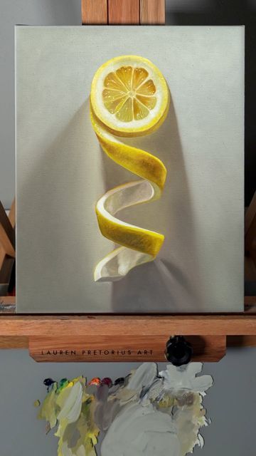 Lauren Pretorius, Sliced Lemon, Linen Art, Painting On Linen, Lemon Twist, Linen Canvas, Original Oil Painting, Original Oil, Canvas Material