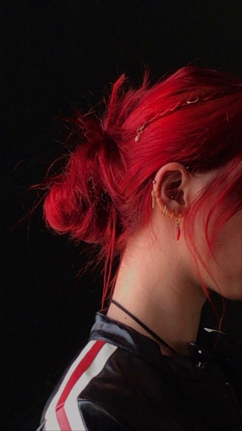 red hair Short Red Hair Aesthetic, Bright Red Hair Aesthetic, Red Hair Bright, Pixie Aesthetic, Red Pixie, Short Red Hair, Hair Color Underneath, Red Hair Inspo, Gothic Hairstyles