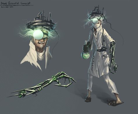 Mad Scientist Concept by kircida.deviantart.com on @DeviantArt Scientist Concept Art, Mad Scientist Character Design, Scientist Character Design, Crazy Scientist, Character Design Concept Art, Steampunk Character, Haunted Dollhouse, Anime Boy Sketch, Fun To Draw