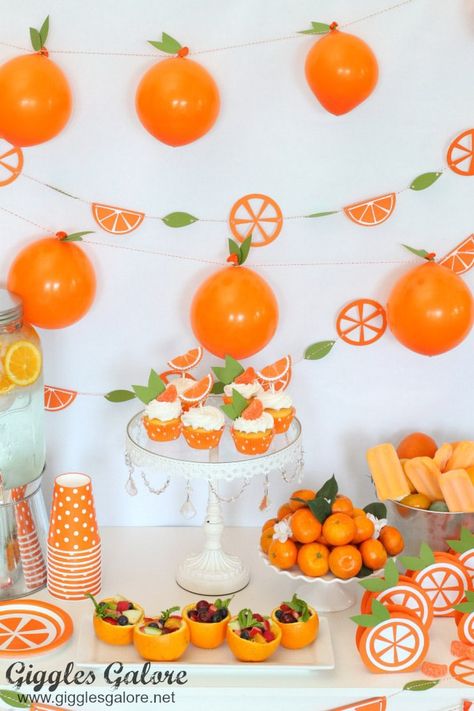 Orange Themed Party, Orange Birthday Parties, Kids Party Inspiration, Orange Birthday, Simple Birthday Party, Orange Baby Shower, Fruit Birthday, Orange Party, Easy Birthday