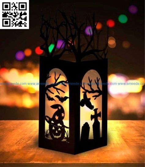 Halloween lantern E0017708 file cdr and dxf free vector download for laser cut – Download Vector Fun Diy Halloween Decorations, Lantern Template, Halloween Shadow Box, Halloween Lantern, Lantern Designs, Halloween Lanterns, Diy Lanterns, Wood Shadow Box, Halloween Scene