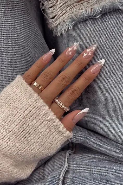 21 Valentine Nail Ideas For 2024 - Lauren Erro Unique Manicure, February Nails, Manicure Inspiration, Art Concepts, Nail Designs Valentines, White Nail, 8 Ball, Heart Nails, Classy Nails