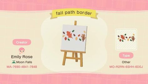 ACNH Fall Design Codes & Tips - Autumn Themed Custom Path & Clothes Design in Animal Crossing New Horizons Pathways Ideas Walkways, Path Border, Animal Crossing Path, Playing Animal Crossing, Acnh Halloween, Animal Crossing Paths, Acnh Design Ideas, Acnh Path, Animal Crossing Design Codes