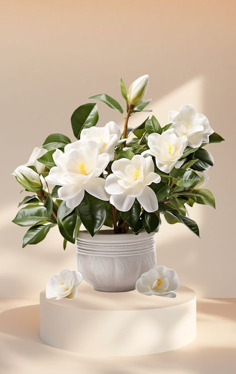 Introducing the live potted Gardenia plant, renowned for its lush, glossy leaves and intoxicatingly fragrant white blooms. Perfect for adding a touch of sophistication and a delightful aroma to your indoor or outdoor space. Gardenia Bush, Gardenia Plant, Floral Flowers, Merry And Bright, Lawn Garden, Garden Landscaping, Outdoor Space, All The Colors, Lush