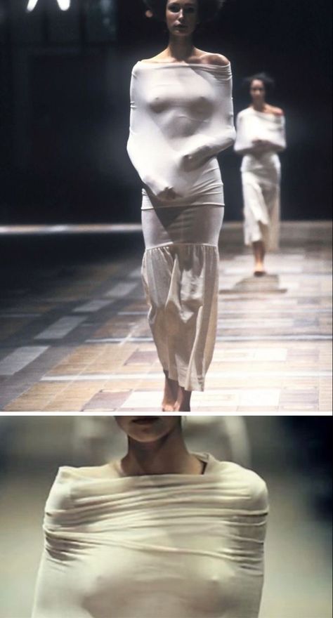 Margiela Runway 90s, Issey Miyake Archive, Issey Miyake Aesthetic, Issey Miyake 80s, Straight Jacket Fashion, Issey Miyake 90s, Issey Miyake Runway, Issey Miyake Fashion, Vhs Film