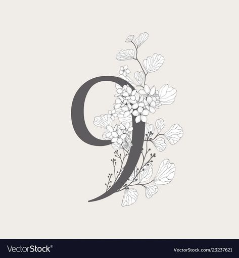 Blooming floral number 9 monogram and logo vector image Blooming Monogram, Decorative Alphabet Letters, Laurel Vector, How To Draw Ribbon, Bow Vector, Hand Drawn Arrows, Doodle Frames, Floral Doodle, Flower Alphabet