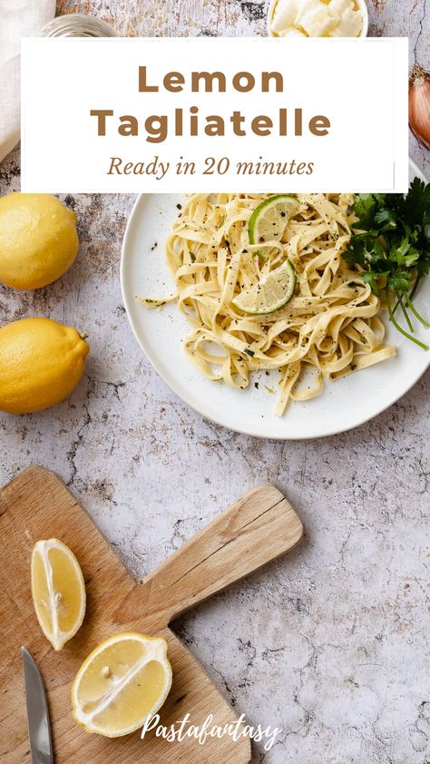 Are you looking for an easy recipe? Something light without having to give up pasta? Here's my Lemon Tagliatelle! Ready in less than 20 min! Made with fresh lemon, this vegetarian recipe is flavorful. #tagliatelle #pastarecipe #easypastarecipe #easyrecipe #lemonpasta #tagliatellerecipe Fresh Tagliatelle Recipe, Lemon Tagliatelle, Healthy Tagliatelle Recipes, Tagliatelle Recipe Vegetarian, Chicken Tagliatelle, Pasta Sauce Recipes Easy, Tagliatelle Recipe, Tagliatelle Pasta, Easy Pasta Sauce