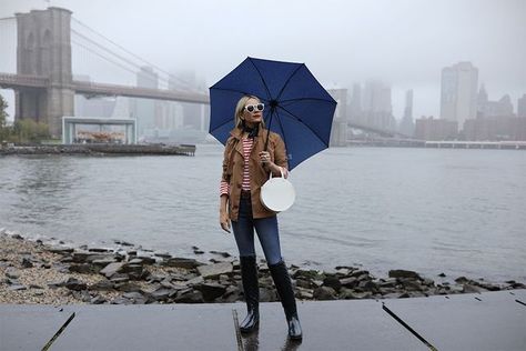 Atlantic-Pacific/HUNTER IN NEW YORK CITY // REFINED COLLECTION Best Rain Jacket, Hunter Refined, Running In The Rain, Blair Eadie, Vinyl Raincoat, Atlantic Pacific, North Face Rain Jacket, Yellow Raincoat, Boating Outfit