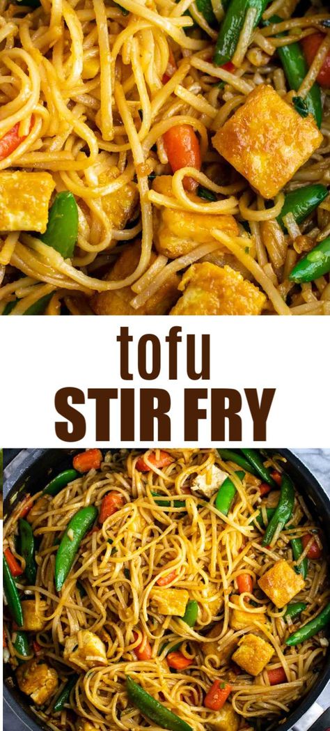 Rice Noodle Veggie Stir Fry, Vegetarian Stir Fry Noodles, Vegan Tofu Stir Fry, Stir Fry Noodles Recipe, Apartment Recipes, Easy Tofu, Chicken Margherita, Homemade Stir Fry Sauce, Monday Dinner