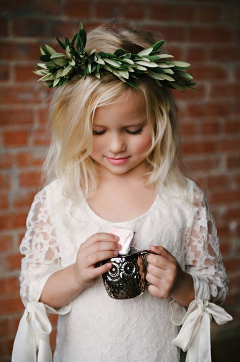 Branch Headpiece, White Lace Long Sleeve Dress, Olive Branch Wedding, Flowers Crown, Its 2017, Boho Flower Crown, Tiny Wedding, White Bridesmaid Dresses, Hair Wreaths