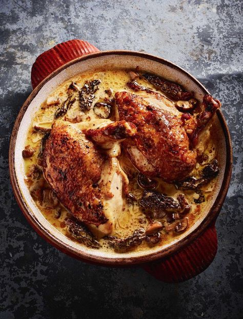 Rick Stein's Chicken Fricassée with Morels - The Happy Foodie Rick Stein Recipes, Morel Recipes, Chicken Fricassee, Rick Stein, Pot Dinners, French Dishes, Duck Recipes, Chicken Dinners, French Cooking