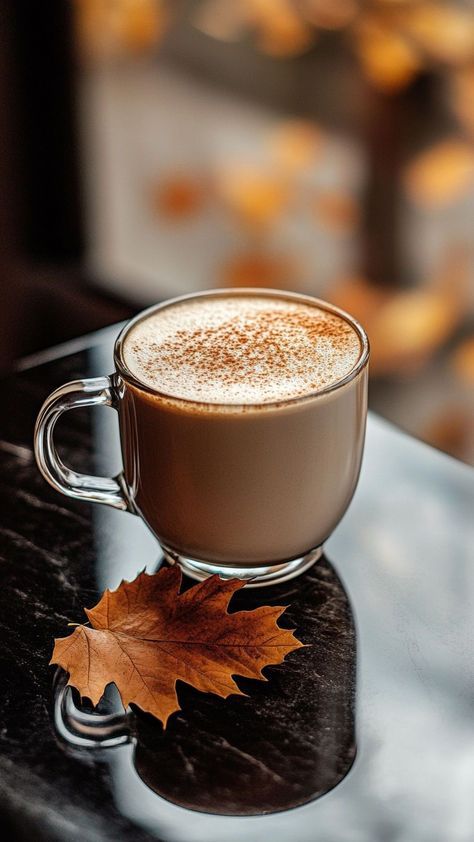 Fall Coffee Photography, Maple Latte Recipe, Easy Coffee Drinks, Maple Latte, Affogato Coffee, Recipe For Fall, Easy Coffee Recipes, Coffee Cup Art, Easy Coffee