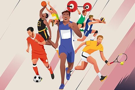 Sports Day Poster, Sports Illustrations Art, Sports Illustrations Design, National Sports Day, Frases Fitness, Sports Drawings, Gym Logo, Sports Poster, Sport Poster Design