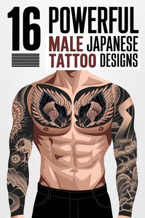 Elevate Your Style: 16 Sophisticated Japanese Tattoo Concepts for Men Full Back Tattoos For Men Japanese, Japanese Tattoo Designs Men, Back Tattoo Japanese Style, Japanese Tattoo Ideas For Men, Japanese Full Back Tattoo, Chest Tattoo Japanese, Japanese Tattoo Ideas, Tengu Tattoo, Japanese Tiger Tattoo