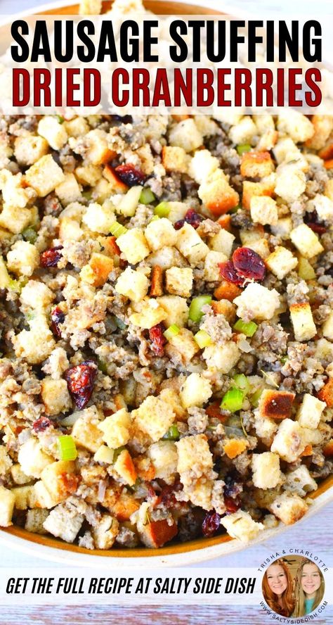 Sausage Stuffing with Dried Cranberries (or Craisins) Sausage and Cranberry Stuffing, a sausage stuffing recipe that pushes away the idea of conventional “stuffed in a turkey” stuffing, is a great, filling, and festive side dish for the Thanksgiving holiday season. Sausage Stuffing Recipe Thanksgiving, Stuffing With Apples, Christmas Recipes Dinner Main Courses, Cranberry Stuffing, Sausage Stuffing Recipe, Dressing Recipes Thanksgiving, Sausage Stuffing, Stuffing Recipes For Thanksgiving, Sage Sausage