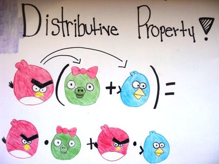 Angry Birds used in a math art center to illustrate the distributive property of multiplication over addition. Art In Math, Math Properties, Math Rotations, Distributive Property, Math School, Math Center Activities, 7th Grade Math, Third Grade Math, Art Curriculum